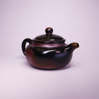 Chinese Handcrafted Fanggu Teapot made of pure handmade ceramics with dark brown finish by handcerami