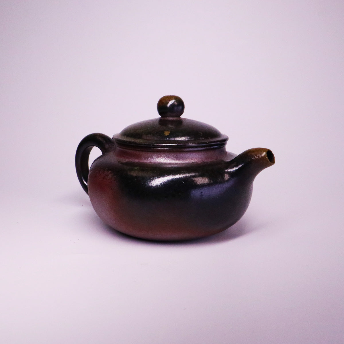 Chinese Handcrafted Fanggu Teapot made of pure handmade ceramics with dark brown finish by handcerami
