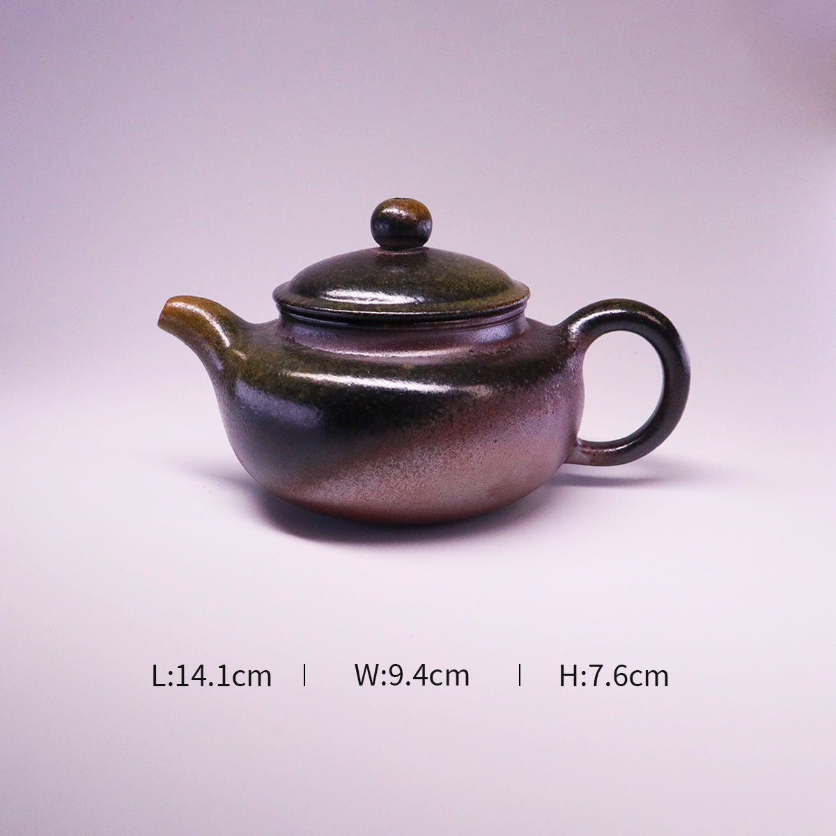 Chinese Handcrafted Fanggu Teapot in dark brown and black pure handmade ceramics with lid and handle