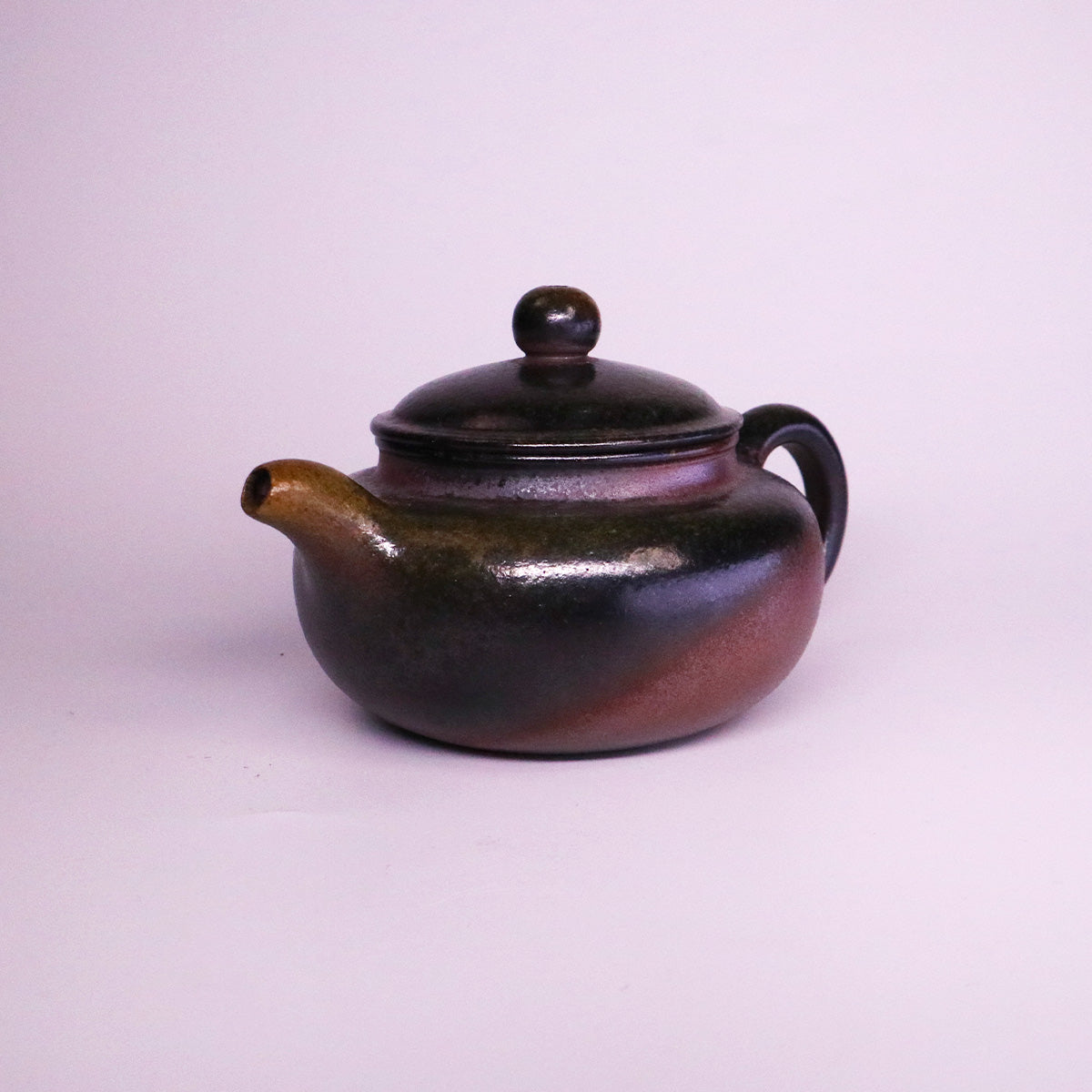 Chinese Handcrafted Fanggu Teapot handmade ceramic with dark brown and black matte finish