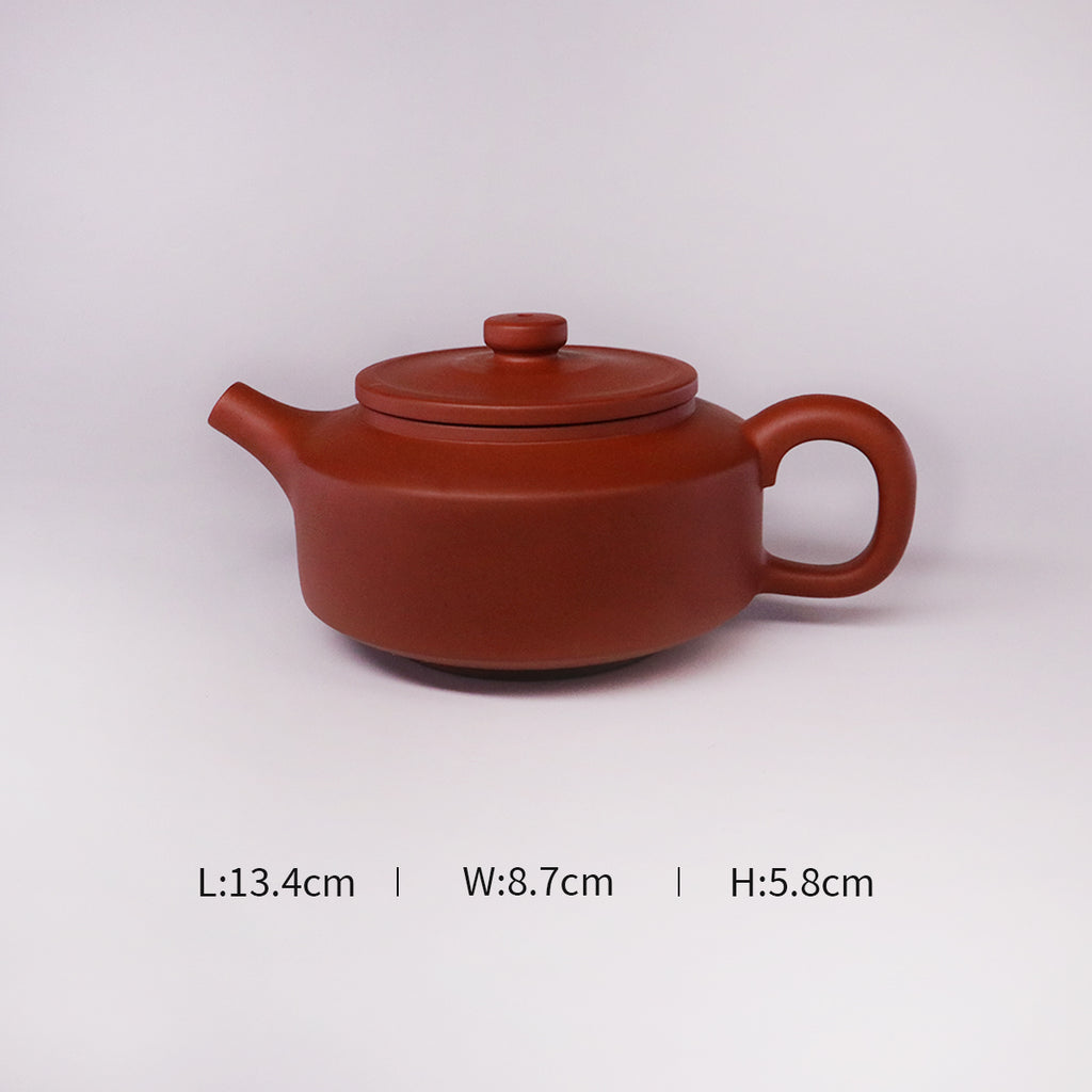 Chinese Rongchang handcrafted teapot in deep red pure handmade ceramics with lid and handle