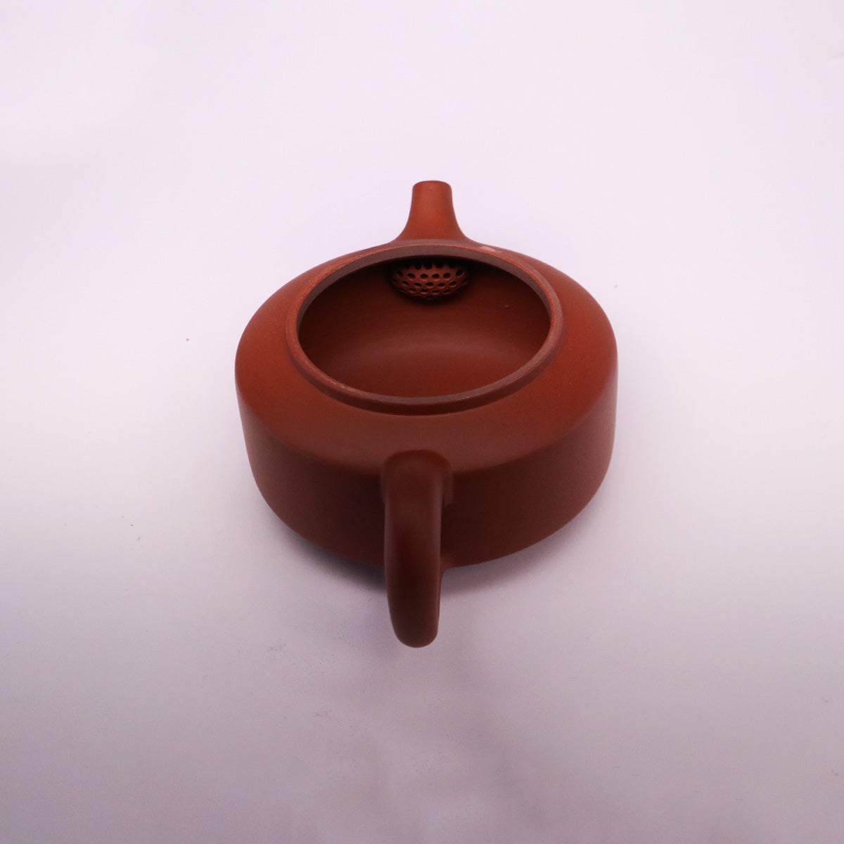 Chinese Rongchang handcrafted teapot made of pure handmade ceramics with smooth reddish-brown finish