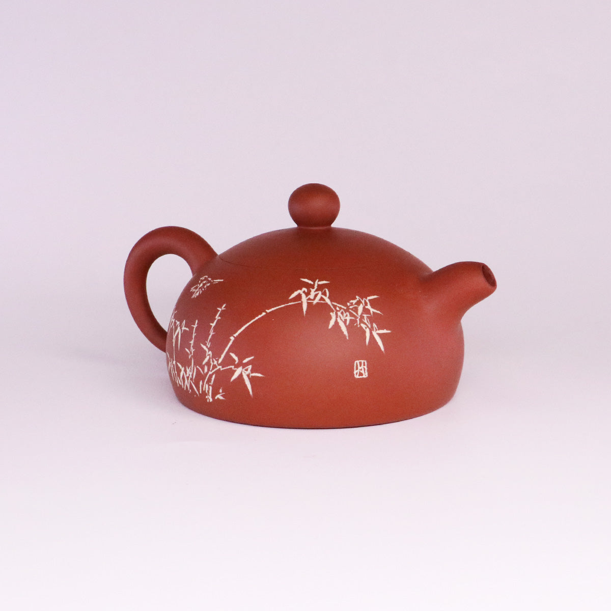 Handcerami handcrafted ceramic teapot with smooth round shape and delicate bamboo design