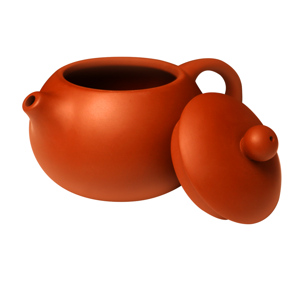 Handmade Rongchang ceramic teapot in rich clay color with a smooth finish and elegant design