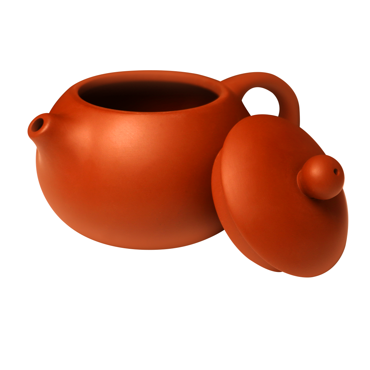 Handmade Rongchang ceramic teapot in rich clay color with a smooth finish and elegant design